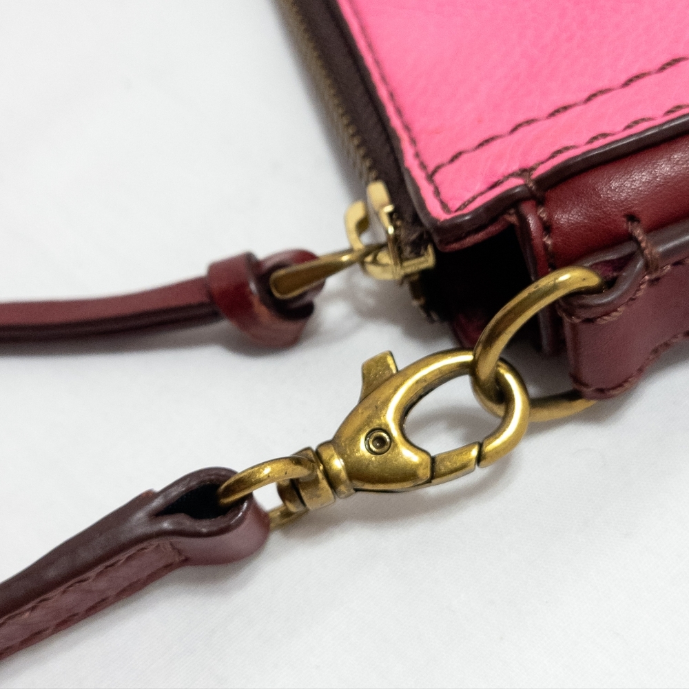 Fossil Leather Red Color Block Slim Crossbody Pur… - image 5